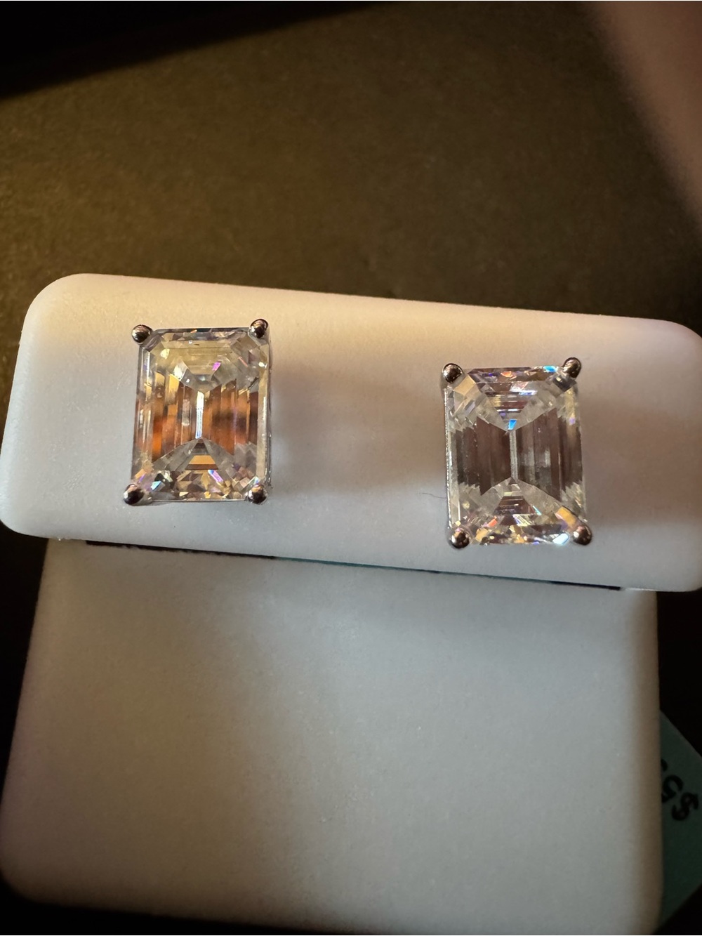4.00 CTW Emerald Cut Moissanite Stud Earrings 925 Sterling Silver